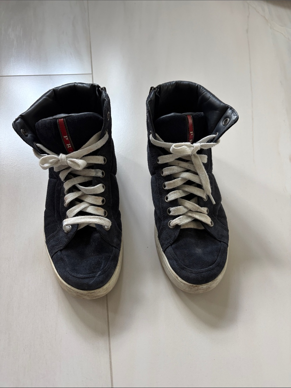 Prada Men's High-Top Casual Sneakers in Blue